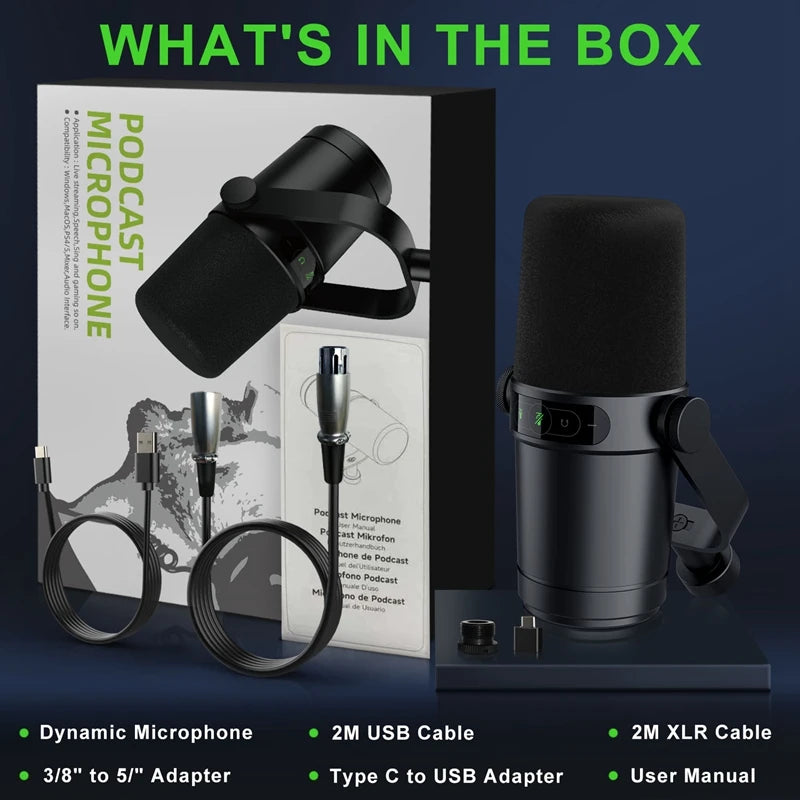 Professional Dynamic Microphone Selectable Frequency Response Mic for Studio Recording Performance Vocals for Shure SM7B
